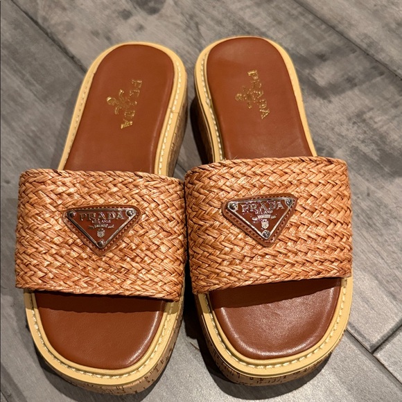 Prada Brown Woven Sandals (NEW)